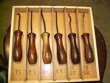 Oregon (similar to Gunline & Dem-Bart) mixed set of 6, stock checkering tools