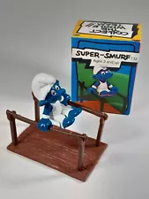 Smurfs Parallel Bars Super Smurf Olympic Gymnast 6716 Vintage Figure Peyo 1980