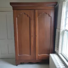 Wardrobe Solid Oak Wood Early Americana Farmhouse Bedroom Hall Closet Armoire