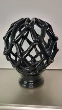 Original decorative vase of black glass. Modern VASE