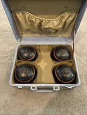 Vintage Great Condition HENSELITE Lawn Bowls! Original Case! Super Rare! LOOK!