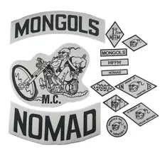 MONGOLS NOMAD MC Biker Vest Embroidery Patches Iron On Full Back of Jacket