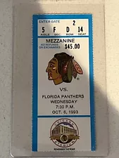 Florida Panthers 1993 1st ever game played ticket