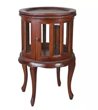 Tea Table Antique Cabinet Solid Wood Living Room Round Coffee Display Case