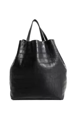 Celine Womens Embossed Leather Top Handle Phantom Cabas Tote Handbag Black