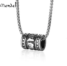 MENDEL Mens Tibetan Buddhist Amulet Pendant Necklace Stainless Steel Jewelry Men