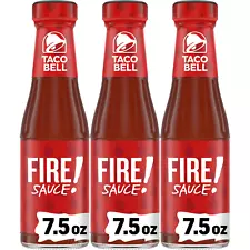 Taco Bell Fire Sauce 3 Pack 7.5 oz Glass Bottles Mexican Food Condiment Spicy