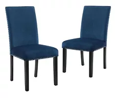 Celeste Blue Velvet Upholstered Dining Chair/Side Chair/Accent Chair, Set of ...