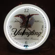 YUENGLING LAGER EAGLE 20" NEON CLOCK-SIGN-LIGHT-AMERICA'S OLDEST BREWERY-BEER