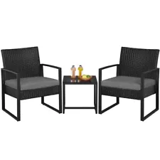 3-Piece Patio Bistro Set Wicker Rattan Furniture Set Outdoor/Indoor/Yard Use