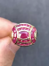 10ct Gold Ruby Exceptional Large Heavy Cluster Ring, 10k 5.6 Grams