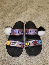 DISNEY Crocs Cruella Sandals Shoes Women's Size 9 Plaid Charms Black White RARE