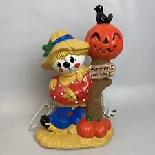 Vintage Ceramic Scarecrow & Pumpkin & Crow Night Light Lamp "Pumpkins for Sale"