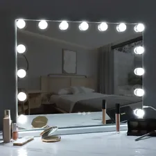 Large Hollywood Vanity Mirror with Lights USB Charging Tabletop Metal 22''×18''