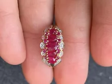 9ct Gold Fine Ruby And Diamond Large Exceptional Cluster Ring￼ 3.3 Grams