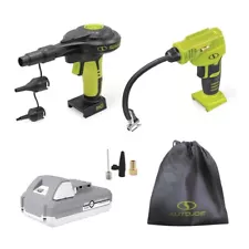 Air Compressor and Inflator w Adaptors Bundle - Green