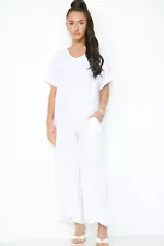 REDUCED LAST ONE WHITE- NOW £18.99 WAS £29.00 - Linen 2 Pocket Plain Jumpsuit