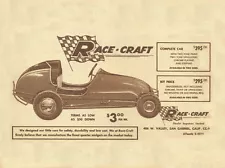 Vintage and Rare 1957 Race-Craft Quarter 1/4 Midget Ad