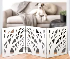 Freestanding Dog Gate Expandable Decorative Wooden Fence for Small to Medium Pet