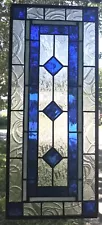 CLASSIC STYLE 23" x 10" real stained glass window panel hangs two ways