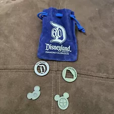 Disneyland 60th Diamond Celebration Mini Bag w/ Metal Tokens, Rare, Limited