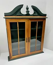 Wood W/ 2 Glass Doors Wall or Tabletop Curio Display Cabinet Nicknack Shelf