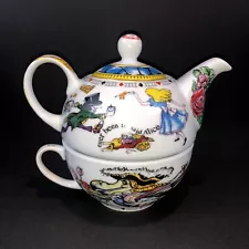 Alice In Wonderland Mad Hatters Tea Party Teapot/ Cup Paul Cardew Tea For One