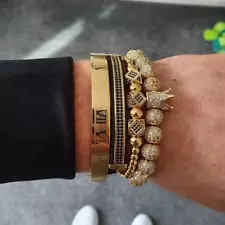 Mens Gold Bracelet, Gold Mens Bracelet Set, Mens Jewellery, Bracelet For Men,