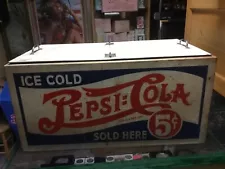 New ListingRare Antique 1930s Pepsi Cola Double Dot Counter Top Ice Chest Cooler Original .