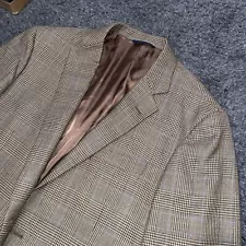 Brooks Brothers 1818 Madison Beige Blue Brown Wool Glen Plaid Blazer 43R SALE!!