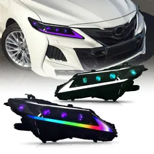 USE LED Headlight For Toyota Camry 2018-2023 with Red Demon Eye RGB Color Custom