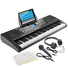 OPEN BOX - 61-Key Electronic Keyboard Piano-Display, Phones, Mic, Note Stickers