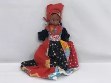 Haitian doll 1980s, handmade, composition head, cloth body and legs, arms