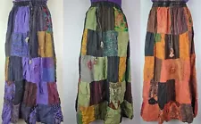 Handmade Patchwork Skirt Festival Cotton Elastic Bohemian Hippy Harem Baggy S03