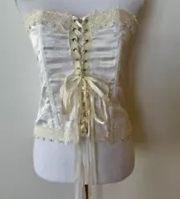 Vintage Wedding Cream Off White Lace Up Corset Size 36 Shirley of Hollywood