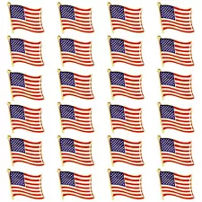 24-Pack American Flag Waving Lapel Pins, Patriotic US Flag Pins for National Day