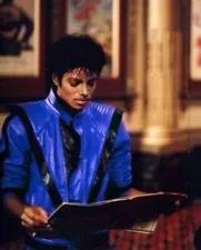 Michael Jackson Thriller Jacket MJ Blue Faux Leather Mens Halloween Costume Wear