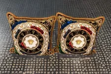 Set Of 2 Custom Made Versace Pillows Sz18”18” Multi Color Velvet Double Sided