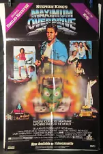 MAXIMUM OVERDRIVE rare 1986 video Movie Poster 1980s HORROR Stephen King