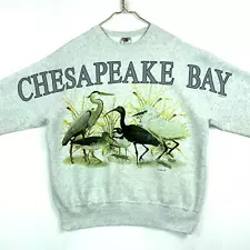 Vintage Chesapeake Bay Wildlife Sweatshirt Crewneck Size XL Made In Usa Gray