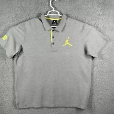 Air Jordan Embroidered Jumpman 23 Gray & Yellow Polo Men’s Shirt Size XXL Golf