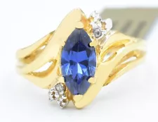 AAA TANZANITE 1.26 Cts & GENUINE DIAMONDS RING 10K YELLOW GOLD - New With Tag