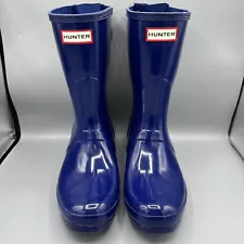 Hunter Original Short Gloss Rain Boots for Women, Size 10 /42 Cobalt Blue