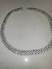 Iced Out Miami Cuban Link Chain Silver Moissanite Hip Hop 22" Necklace