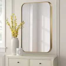 26x38 Inch Matte Gold Bathroom Mirrors for Wall, Brushed Bathroom Vanity Mirr...