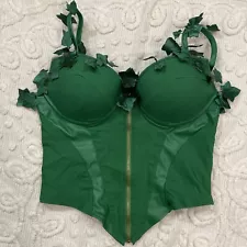 DC Comics Poison Ivy Costume Top Green Corset Bustier Medium Halloween