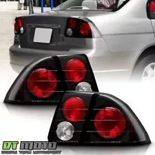 For Black 2001-2005 Honda Civic 4-Door Sedan Tail Lights Brake Lamps Left+Right