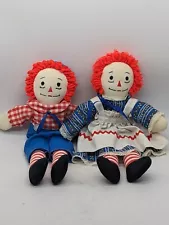 Vintage Handmade Raggedy Ann And Andy Dolls I Love You Heart On Chest