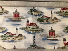 Waverly Land Ho Home Decor Fabric Lighthouses 1 Yard 54" Wide 100% Cotton Heavy