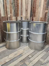 1 USED 55 Gallon Stainless Drum Barrel (Cut Out) Open Top